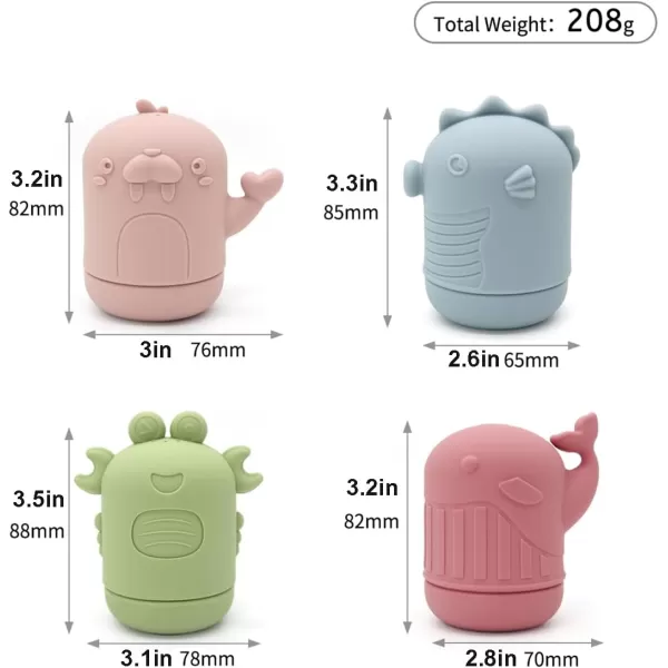 PandaEar 4 Pack Silicone Bath Toys for Babies 06 612 Months Mold Free Bathtub Toys for Toddlers Kids Infant Non Toxic Swimming Shower Toys for Toddlers 13 A