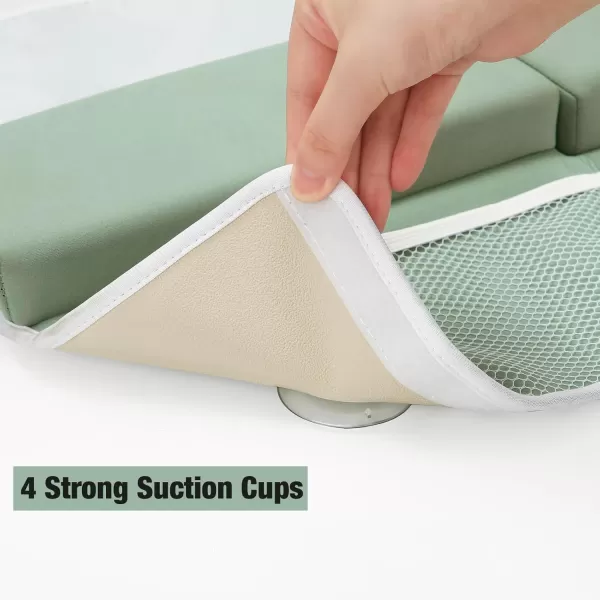 PandaEar Baby Bath Kneeler ampamp Elbow Rest Pad Comfortable NonSlip Kneeling Mat Cushion with Toy Organizer Storage Pockets Foldable Foam Mat for Toddler Bathroom Bathing Time GreyGreen