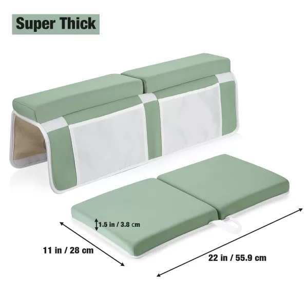PandaEar Baby Bath Kneeler ampamp Elbow Rest Pad Comfortable NonSlip Kneeling Mat Cushion with Toy Organizer Storage Pockets Foldable Foam Mat for Toddler Bathroom Bathing Time GreyGreen