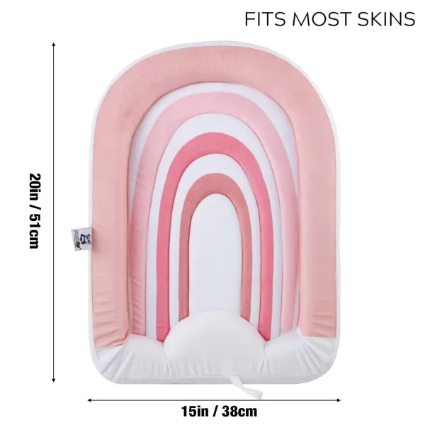 PandaEar Baby Bath Pad for Infant Newborn  Bath Seat Soft Rainbow Cushion Mat for Sink Bathtub Essentials Shower Gift Pink