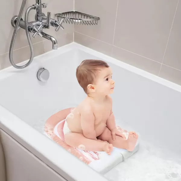 PandaEar Baby Bath Pad for Infant Newborn  Bath Seat Soft Rainbow Cushion Mat for Sink Bathtub Essentials Shower Gift Pink