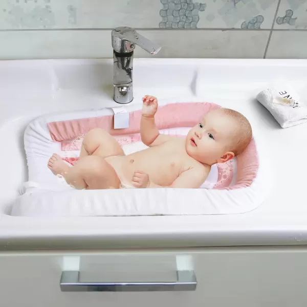 PandaEar Baby Bath Pad for Infant Newborn  Bath Seat Soft Rainbow Cushion Mat for Sink Bathtub Essentials Shower Gift Pink