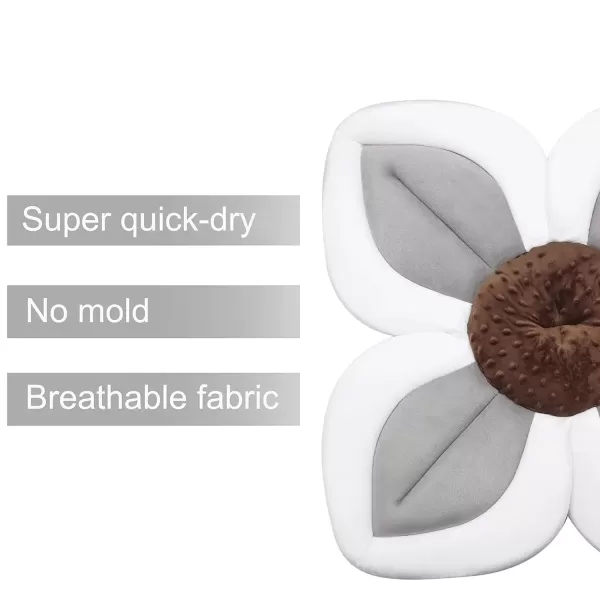 PandaEar Baby Bath Pad for Infant Newborn  Soft Flower Petals for Sink Bathtub Essentials Shower Gift GreyGrey
