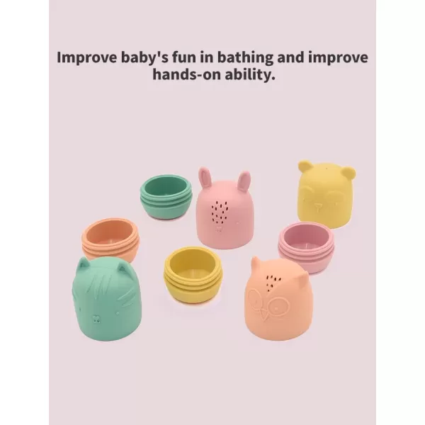PandaEar Baby Bath Toys 4 Pack Silicone Bath Toys for Infants Toddlers 618 Months Non Toxic Baby Kids Squeezable Shower Toys