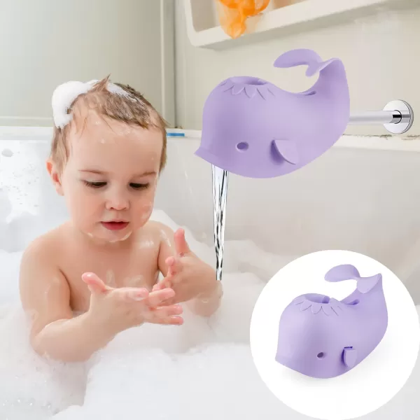PandaEar Baby Bathtub Faucet Cover for Kids Toddlers  Bath Spout Cover for Baby Bathroom Tub Whale GreenPurple