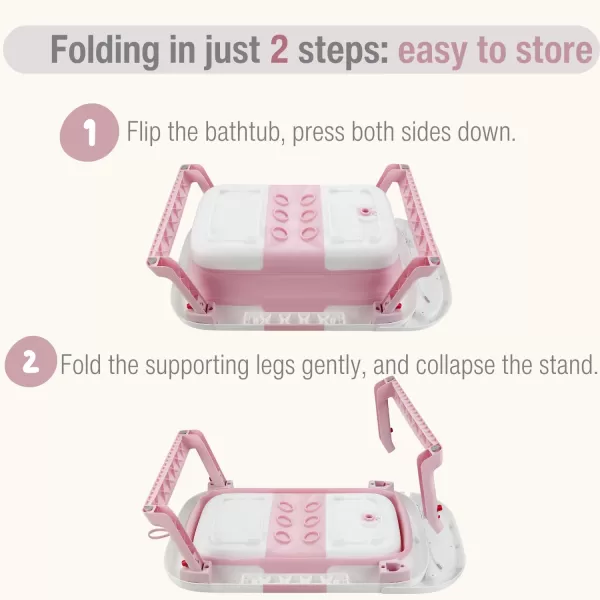 PandaEar Baby Bathtub for Newborn Infant Collapsible Baby Infant Bath Tub Toddler Travel Bathtub with Soft Cushion ampamp Drain Hole for Toddler 024 Months GrayPink