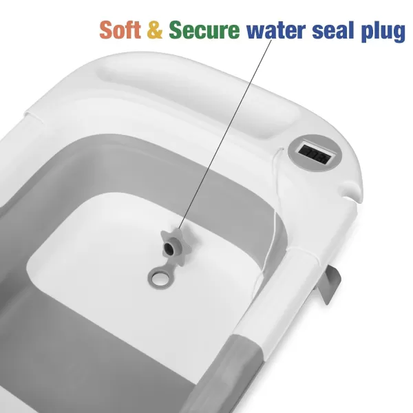 PandaEar Baby Bathtub for Newborn Infant Collapsible Baby Infant Bath Tub Toddler Travel Bathtub with Soft Cushion ampamp Drain Hole for Toddler 024 Months GrayGray