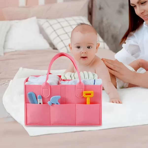 PandaEar Baby Diaper Caddy Organizer Portable Diaper Holder Organizer Nursery Storage Basket for Wipes ampamp baby stuff Collapsible Baby Organizer with Divided Design PinkPink