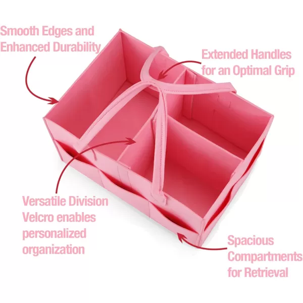 PandaEar Baby Diaper Caddy Organizer Portable Diaper Holder Organizer Nursery Storage Basket for Wipes ampamp baby stuff Collapsible Baby Organizer with Divided Design PinkPink