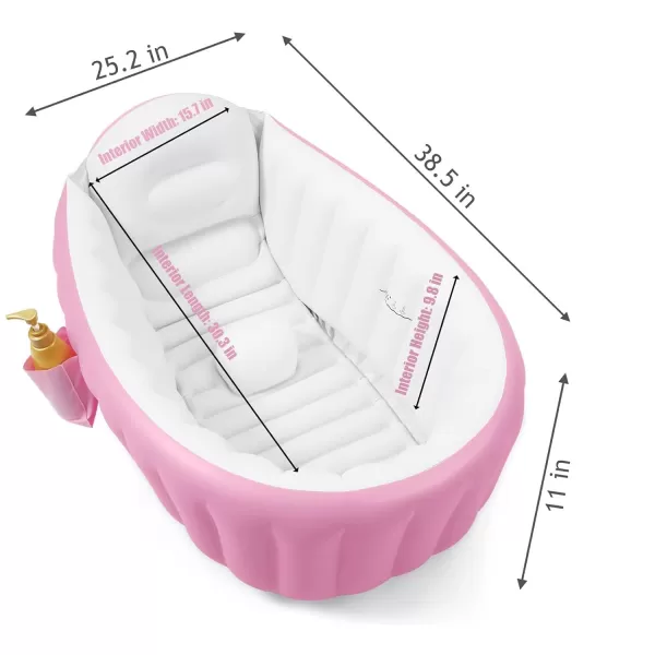 PandaEar Baby Inflatable Bathtub Portable Travel Baby Infant Bath Tub Toddler Bathtub with Air Pump Foldable NonSlip Shower Basin Mini Air Swimming Pool for Newborn PinkPink