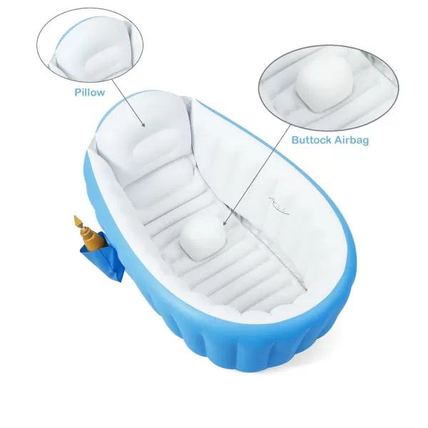 PandaEar Baby Inflatable Bathtub Portable Travel Baby Infant Bath Tub Toddler Bathtub with Air Pump Foldable NonSlip Shower Basin Mini Air Swimming Pool for Newborn PinkBlue