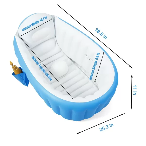 PandaEar Baby Inflatable Bathtub Portable Travel Baby Infant Bath Tub Toddler Bathtub with Air Pump Foldable NonSlip Shower Basin Mini Air Swimming Pool for Newborn PinkBlue