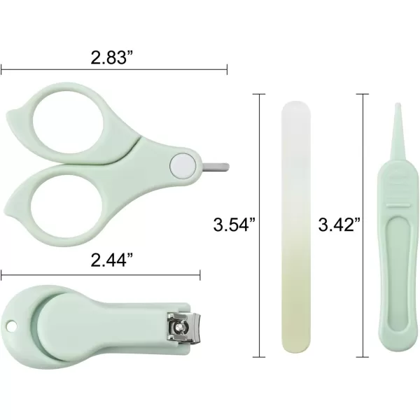 PandaEar Baby Nail Manicure Pedicure Grooming Care Kit 4 Pack Clippers Scissors File Tweezers  Newborn Infant Toddler Kids1 Months Plus GreenGreen