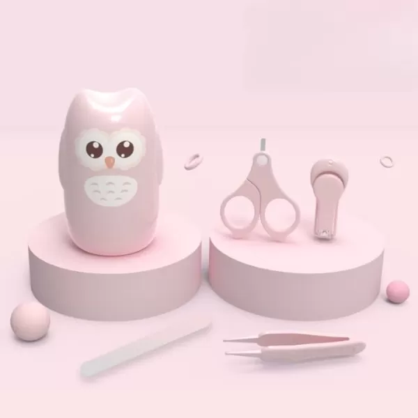 PandaEar Baby Nail Manicure Pedicure Grooming Care Kit 4 Pack Clippers Scissors File Tweezers  Newborn Infant Toddler Kids1 Months Plus GreenPink
