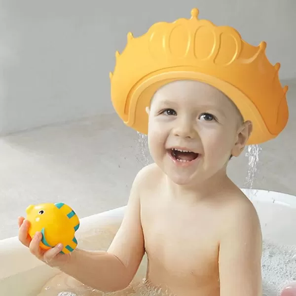 PandaEar Baby Shower Cap Hair Washing Hat 2 Pack Waterproof Adjustable Silicone Bath Hat for Eye and Ear Protection Cute Crown Shape