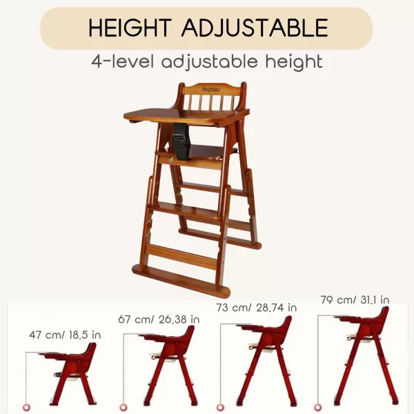 PandaEar Baby Wood High Chair with Removable Tray ampamp Soft Cushion Convertible Child Highchair Feeding Chair with Safety Harness