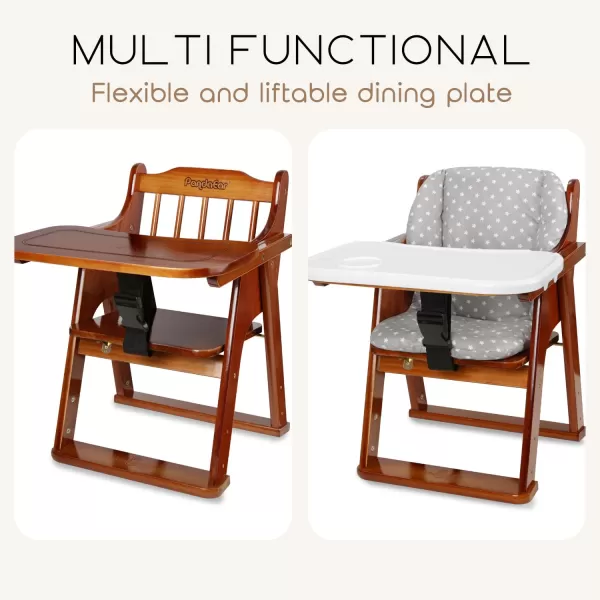 PandaEar Baby Wood High Chair with Removable Tray ampamp Soft Cushion Convertible Child Highchair Feeding Chair with Safety Harness