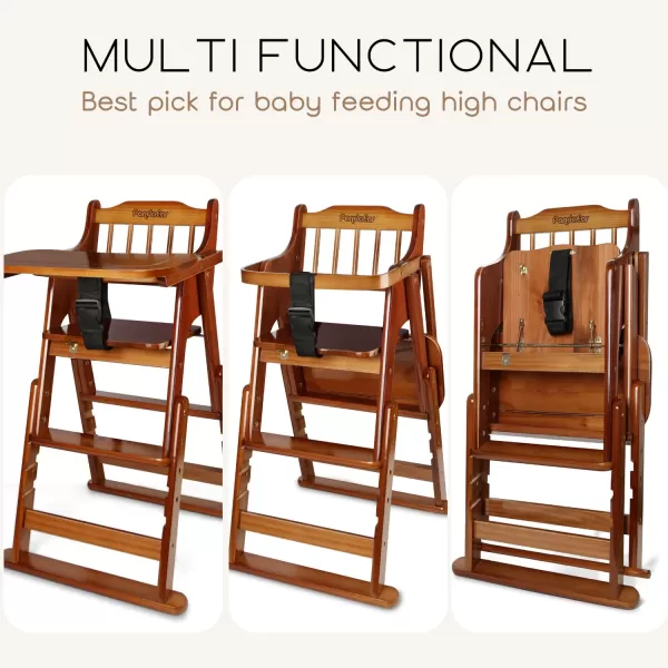 PandaEar Baby Wood High Chair with Removable Tray ampamp Soft Cushion Convertible Child Highchair Feeding Chair with Safety Harness