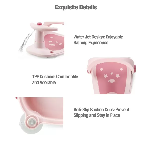 PandaEar Bath Seat for Babies Sitting Up Baby Bath Seat 618 Months Bathtub Seat for Baby Infant Toddler Baby Shower Chair with NonSlip Suction Cups ampamp Adjustable Backrest Support