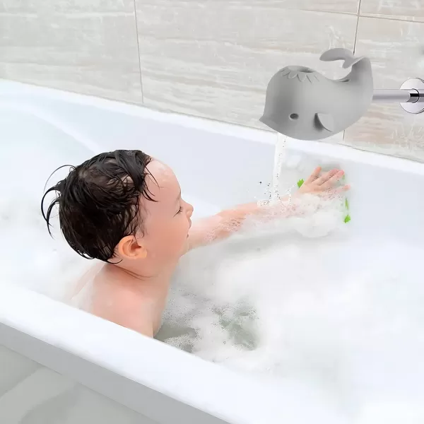 PandaEar Bath Spout Cover Baby Bathtub Faucet Cover Baby Shower Protector Cover for Kids Toddlers Universal Fit Whale BlueGray