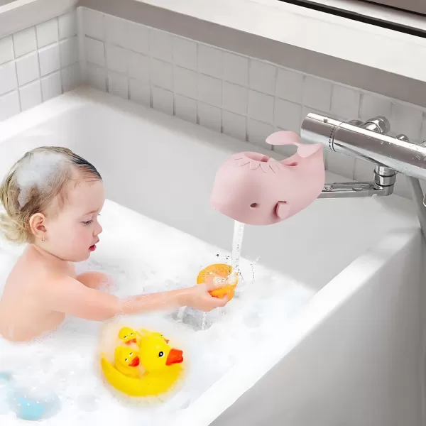 PandaEar Bath Spout Cover Baby Bathtub Faucet Cover Baby Shower Protector Cover for Kids Toddlers Universal Fit Whale BluePink