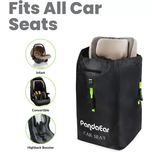 PandaEar Car Seat Travel Bag Backpack for Airplane WaterResistant Car Seat Cover with Shoulder Strap for Infant Convertible Seats ampamp Booster Seat Black