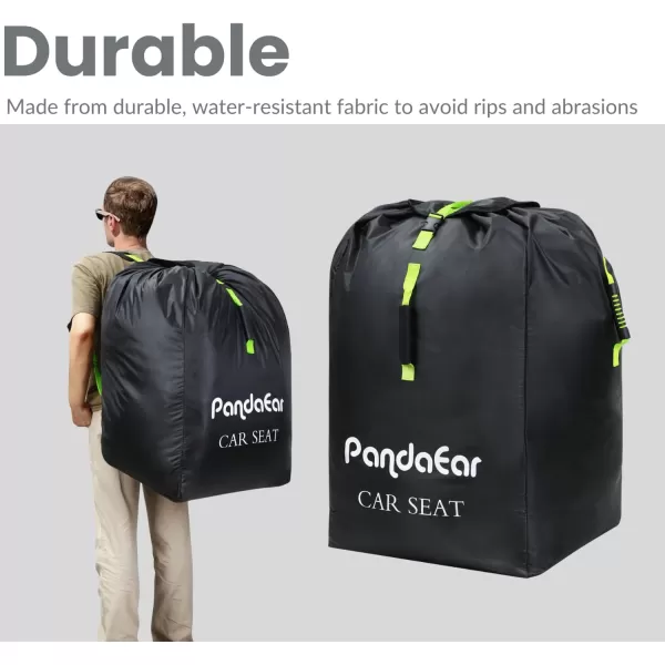PandaEar Car Seat Travel Bag Backpack for Airplane WaterResistant Car Seat Cover with Shoulder Strap for Infant Convertible Seats ampamp Booster Seat Black