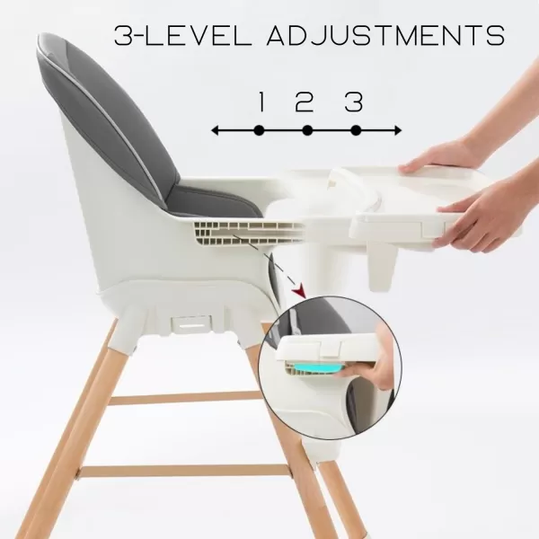 PandaEar Convertible HighChair Junior Seat Stool for Babies Toddlers with Removable Tray ampamp Safety Harness Adjustable Legs Charcoal Gray
