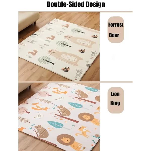PandaEar Foldable Baby Play Mat 78quot x 59quot Reversible Baby Floor Crawling Mat NonSlip Soft Foam Playmat for Infants Babies Toddlers