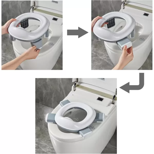 PandaEar Foldable Portable Potty Training Seat for Toddler Kids Travel with Travel Bag and Storage Bag Grey