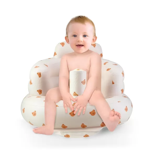 PandaEar Inflatable Baby Seat for 3 Months Inflatable Infant Chair Toddler Floor Seats with Built in Air Pump for Sitting Up Bear