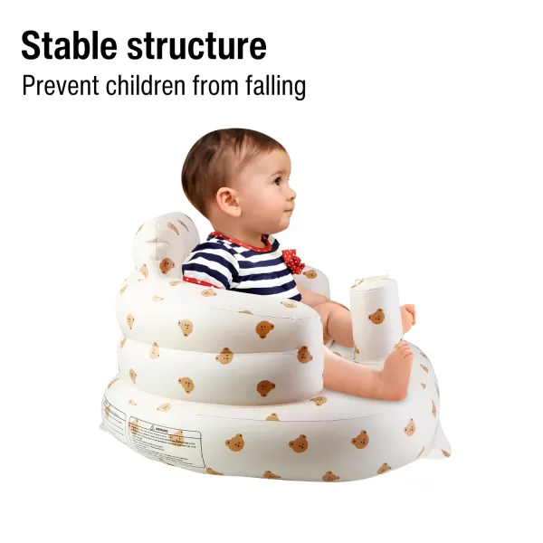 PandaEar Inflatable Baby Seat for 3 Months Inflatable Infant Chair Toddler Floor Seats with Built in Air Pump for Sitting Up Bear