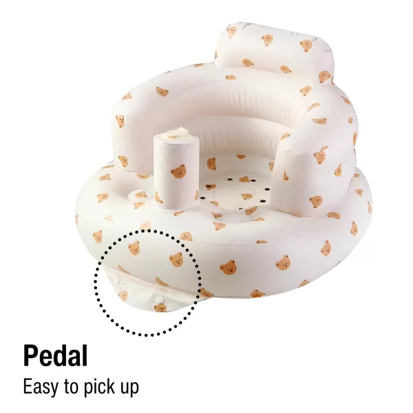 PandaEar Inflatable Baby Seat for 3 Months Inflatable Infant Chair Toddler Floor Seats with Built in Air Pump for Sitting Up Bear