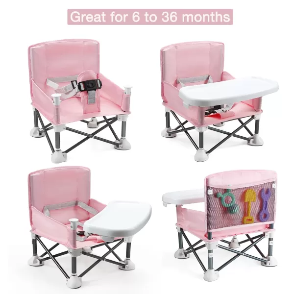 PandaEar Portable Baby Seat Travel Compact Fold with Straps for IndoorOutdoor Use Great for Camping Beach Lawn Toddlers Kids Boys Girls PinkPink