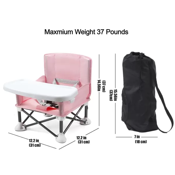 PandaEar Portable Baby Seat Travel Compact Fold with Straps for IndoorOutdoor Use Great for Camping Beach Lawn Toddlers Kids Boys Girls PinkPink