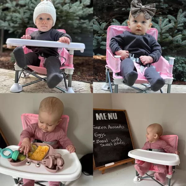 PandaEar Portable Baby Seat Travel Compact Fold with Straps for IndoorOutdoor Use Great for Camping Beach Lawn Toddlers Kids Boys Girls PinkPink