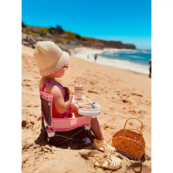 PandaEar Portable Baby Seat Travel Compact Fold with Straps for IndoorOutdoor Use Great for Camping Beach Lawn Toddlers Kids Boys Girls PinkPink