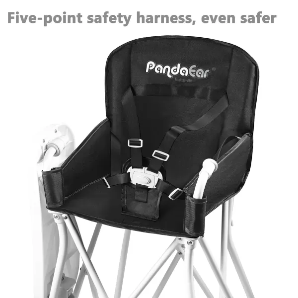 PandaEar Portable High Chair for Babies and Toddlers Foldable HighChair with Tray Baby Travel Dining Chair for Indoor ampamp Outdoor Black