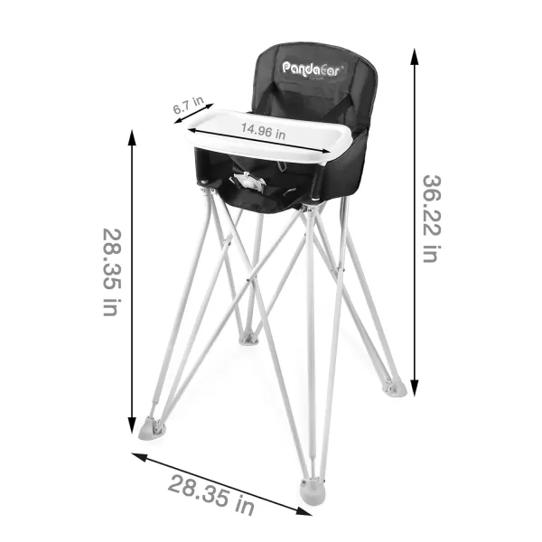 PandaEar Portable High Chair for Babies and Toddlers Foldable HighChair with Tray Baby Travel Dining Chair for Indoor ampamp Outdoor Black