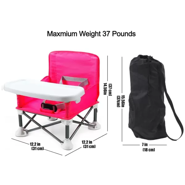 PandaEar Portable Travel Booster Seat with Tray Folding Baby Seat Booster High Chair for Dining Table Compact Camping Chair for Lawn Beach IndoorOutdoor Use Toddlers Kids PinkPink
