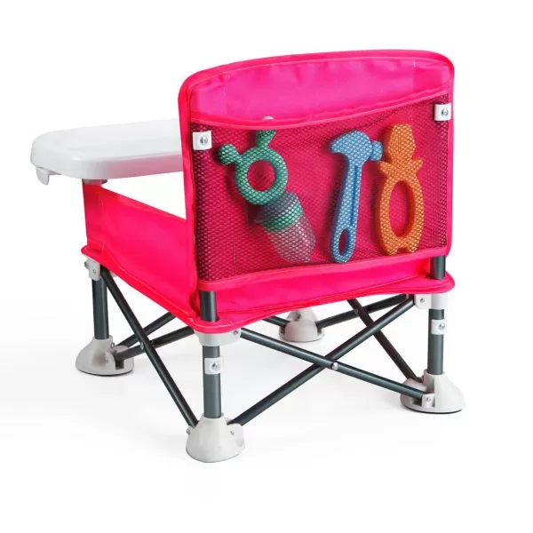 PandaEar Portable Travel Booster Seat with Tray Folding Baby Seat Booster High Chair for Dining Table Compact Camping Chair for Lawn Beach IndoorOutdoor Use Toddlers Kids PinkPink