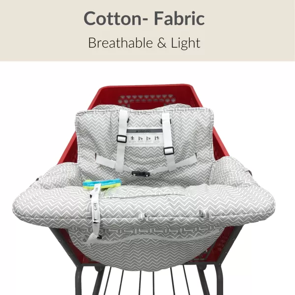 PandaEar Shopping Cart Cover for Baby 2in1 Grocery Cart Seat Cover ampamp Baby Highchair Cover for Infant Toddler Grey