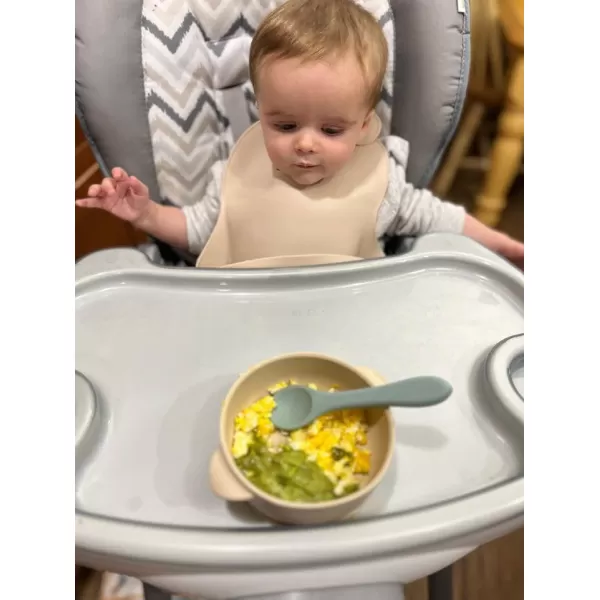 PandaEar Silicone Baby Feeding Set 2 Divided Suction Plate  2 Suction Bowl  2 Tiny Cup with 2 Spoons Baby Led Weaning Supplies Self Feeding Utensils Pink GrayBlue White