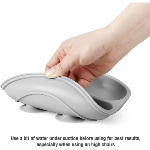 PandaEar Silicone Baby Feeding Set 2 Divided Suction Plate  2 Suction Bowl  2 Tiny Cup with 2 Spoons Baby Led Weaning Supplies Self Feeding Utensils Pink GrayPink Gray