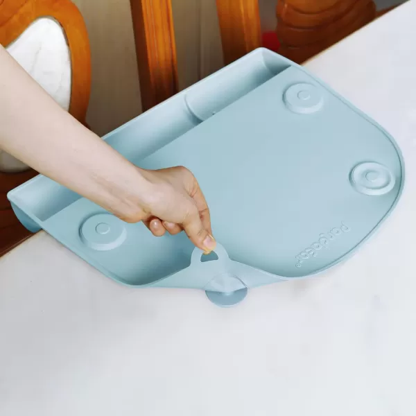 PandaEar Silicone Suction Placemats for Baby Kids Food Grade Mats Toddler Placemats with Food Catching Pockets for Dining Table ampamp Restaurants Blue