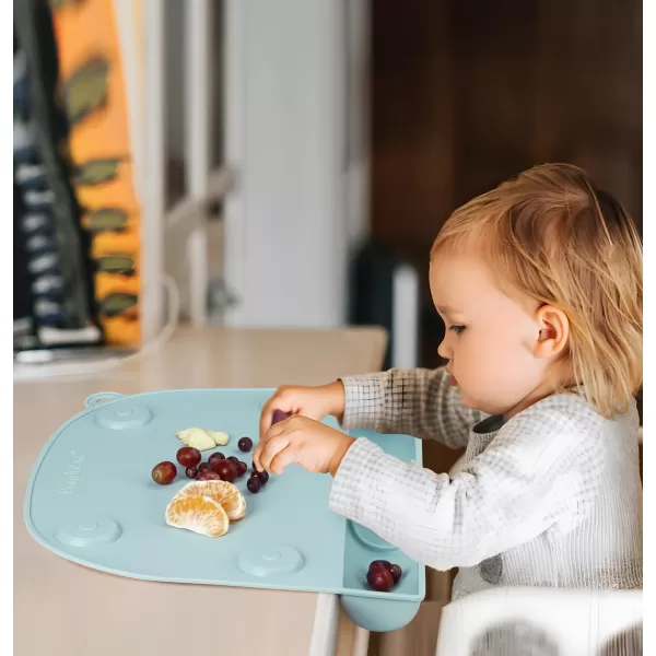 PandaEar Silicone Suction Placemats for Baby Kids Food Grade Mats Toddler Placemats with Food Catching Pockets for Dining Table ampamp Restaurants Blue