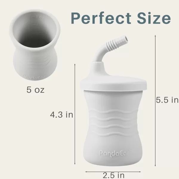PandaEar Silicone Training Cup 3 Pack Baby Drinking Sippy Cups with Straw for Baby and Toddler 6 Months BrownPinkGrayBrownPinkGray
