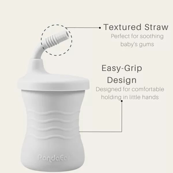 PandaEar Silicone Training Cup 3 Pack Baby Drinking Sippy Cups with Straw for Baby and Toddler 6 Months BrownPinkGrayBrownPinkGray