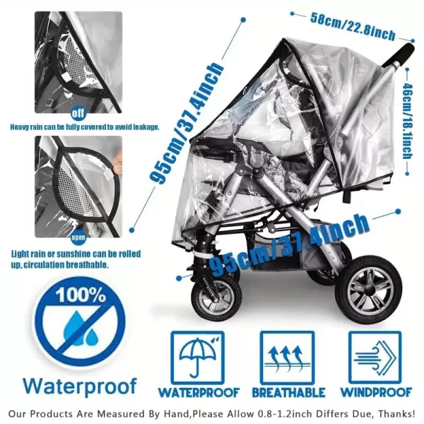 PandaEar Stroller Rain Cover Universal Clear Baby Stroller Accessory Travel Weather Sheild for Windproof and Waterproof Infant Breathable Stroller Cover