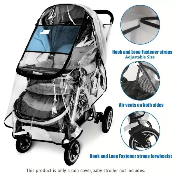 PandaEar Stroller Rain Cover Universal Clear Baby Stroller Accessory Travel Weather Sheild for Windproof and Waterproof Infant Breathable Stroller Cover